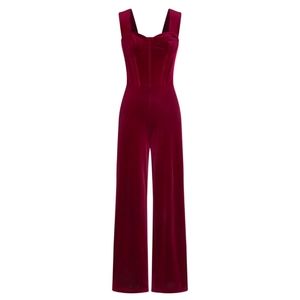 NWT Cider Maroon Red Velvet Jumpsuit Small